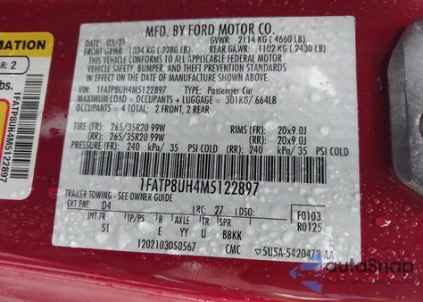 2021 Ford Mustang Ecoboost Premium from USA, damaged, VIN 1FATP8UH4M5122897